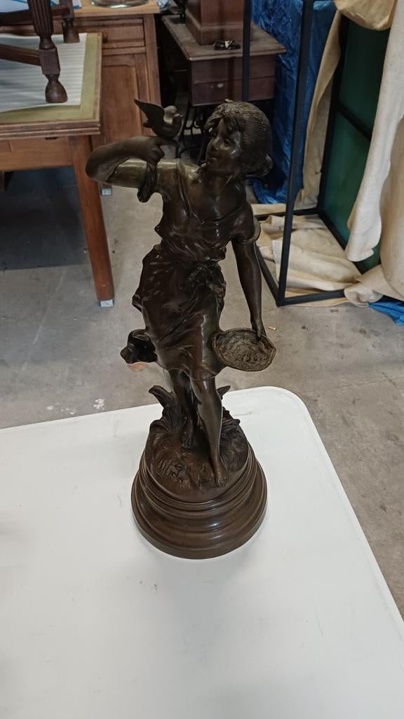 Brons beeld august moreau 55cm hoog, Antiek en Kunst, Ophalen, Brons