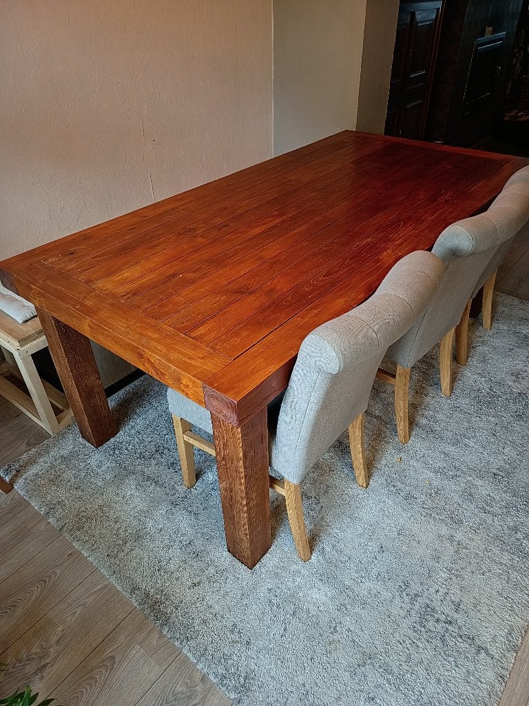 Eettafel massief teakhout Sarah Mo, Ophalen, Gebruikt, Teakhout, 200 cm of meer