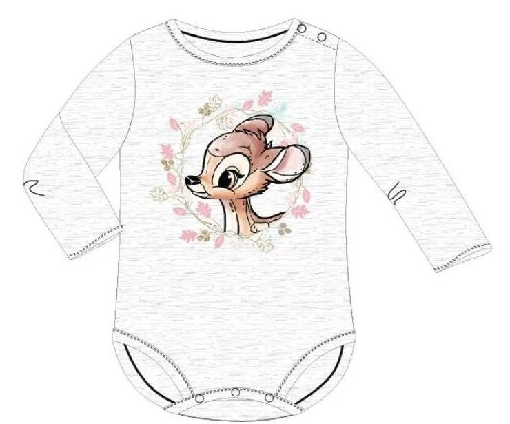 Bambi Rompertje Grijs Lange Mouw Disney - Maat 74 - 80, Neuf, Enlèvement ou Envoi, Disney Baby, Vêtements de nuit ou Sous-vêtements