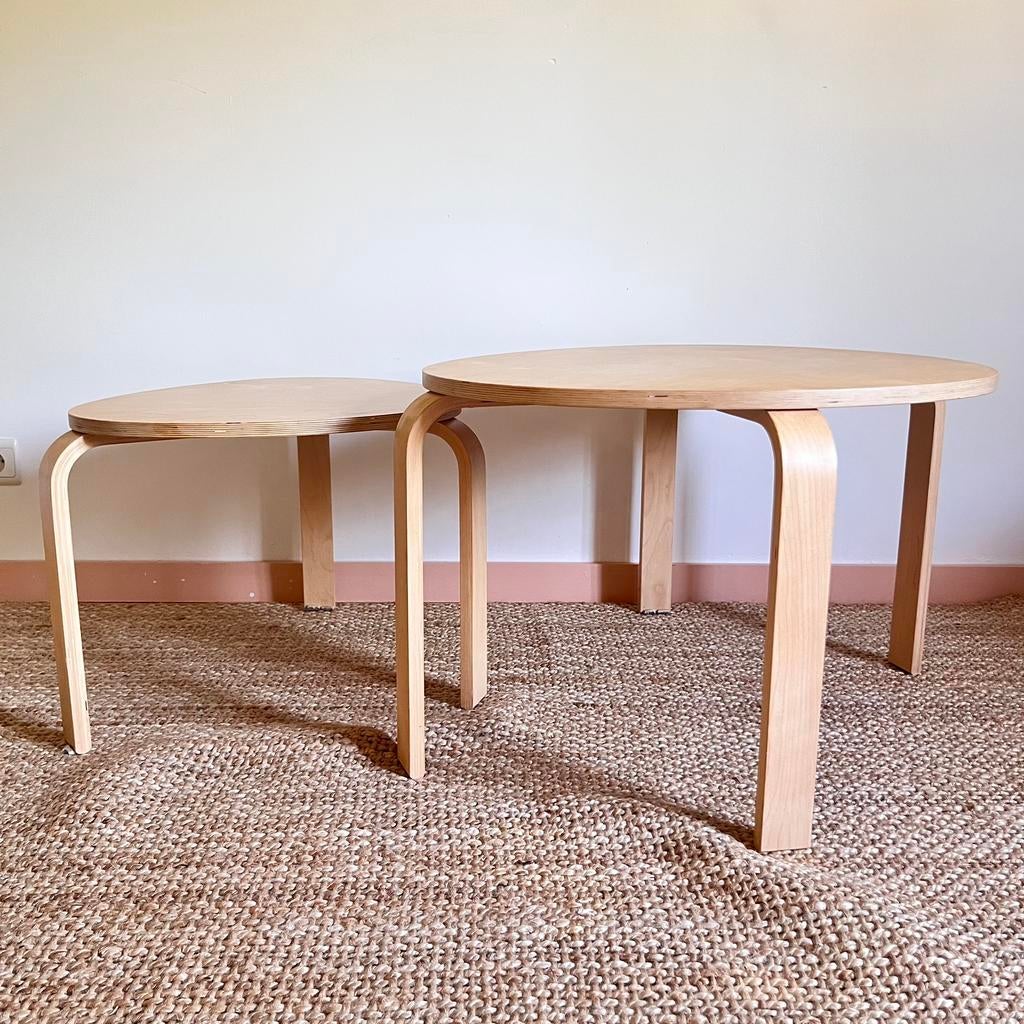 Duo IKEA SVALSTA salontafels licht hout in zeer goede staat, Ophalen, Gebruikt, Overige vormen, Minder dan 50 cm