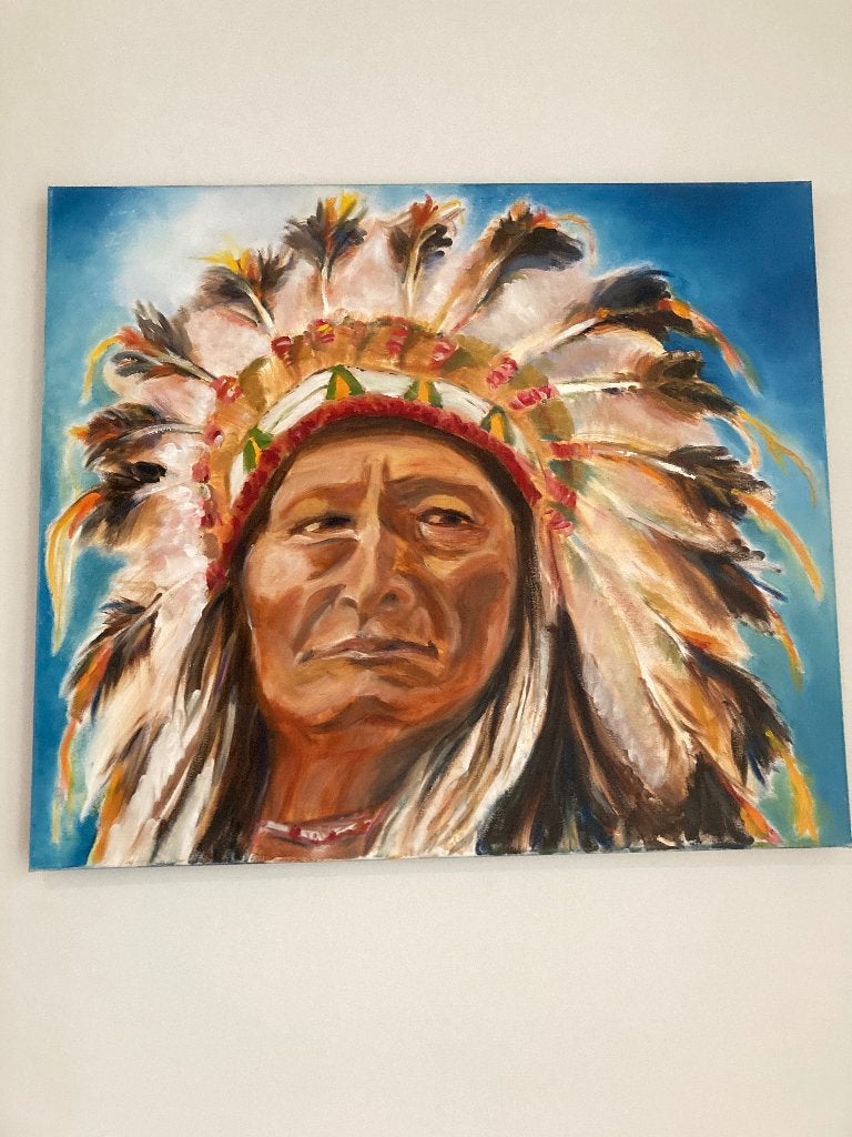 Te koop schilderij indiaan op canvas, Enlèvement