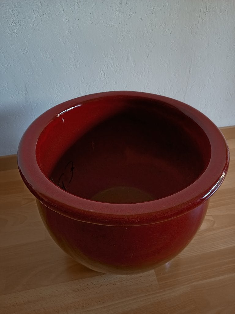 Bloempot terracotta geglazuurd., Tuin en Terras, Rond, Zo goed als nieuw, Minder dan 40 cm, Terracotta