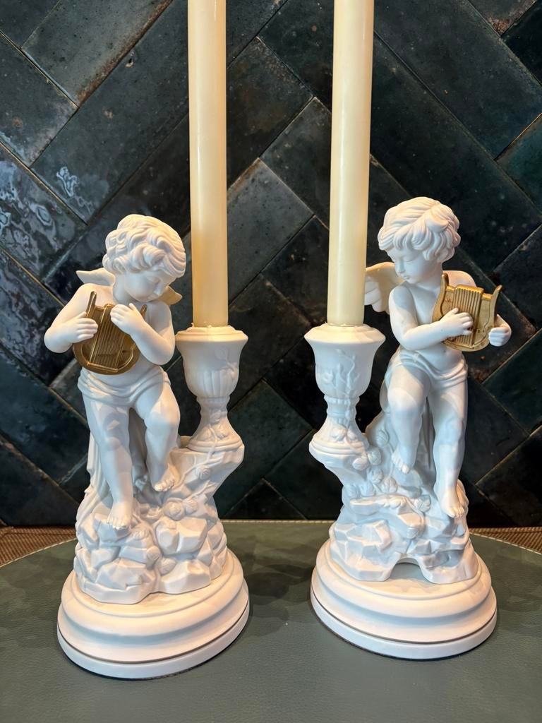 Biscuit kandelaars Franklin mint, Antiek en Kunst, Ophalen
