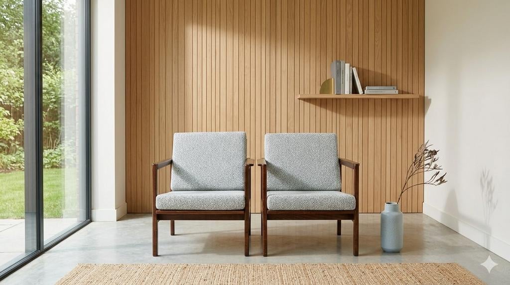 Paire de fauteuils moderne scandinave 1970 bleu cyjan, Maison & Meubles, Fauteuils, Moins de 75 cm, Comme neuf, 50 à 75 cm, Modern
