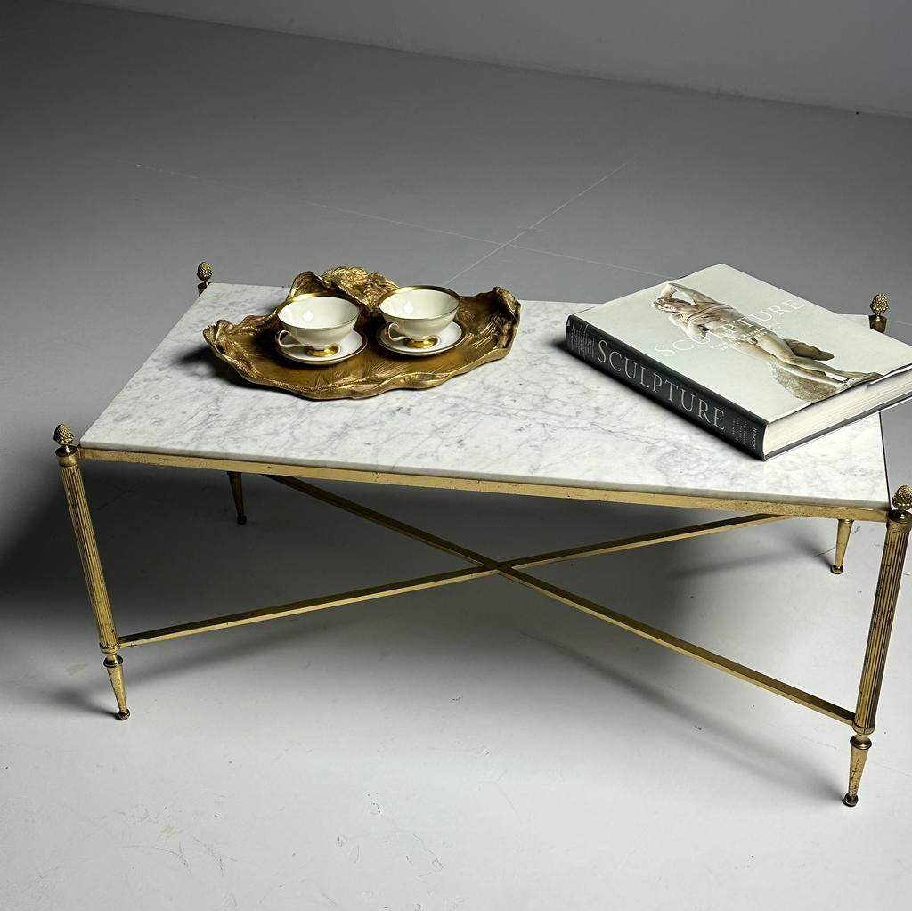 Franse bijzettafel in Louis XVI / neoklassieke stijl, Ophalen, Zo goed als nieuw, Rechthoekig, Metaal