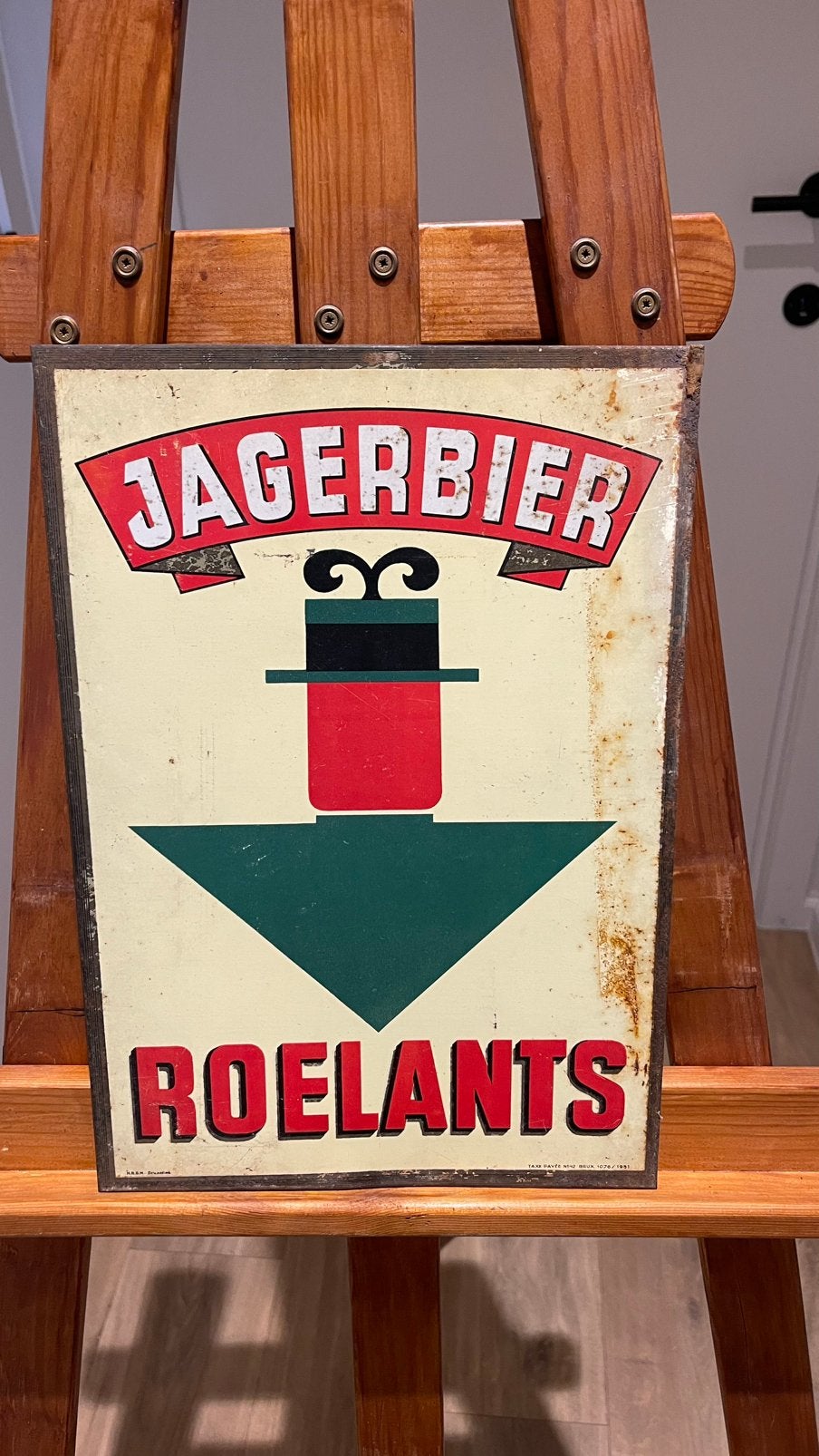 Jagerbier Roelants blik., Verzamelen, Ophalen of Verzenden, Zo goed als nieuw, Reclamebord