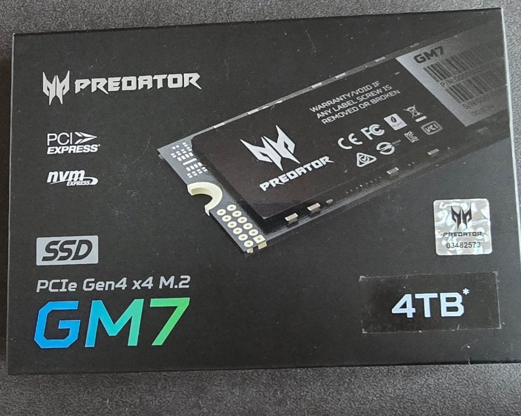 SSD Acer Predator GM7 4TB 7400mb/sec  neuf sous blister, Informatique & Logiciels, Neuf, Enlèvement ou Envoi, SSD, Interne