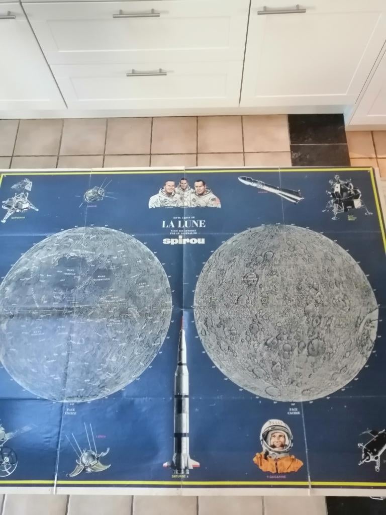 poster de la LUNE supplément Spirou 1969, Enlèvement, Utilisé, Autres sujets/thèmes, Divers