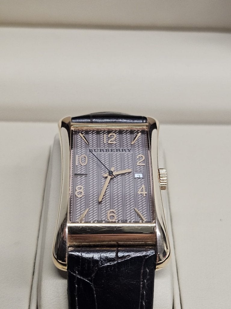 Horloge Burberry Gold Tone, Overige merken, Leer, Staal, Polshorloge
