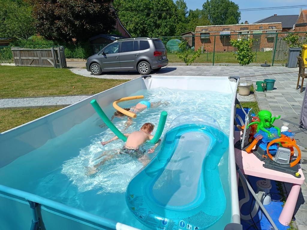 Zwembad 4m op 2m met noppen folie, filter en solardoek, Tuin en Terras, Ophalen, Rechthoekig