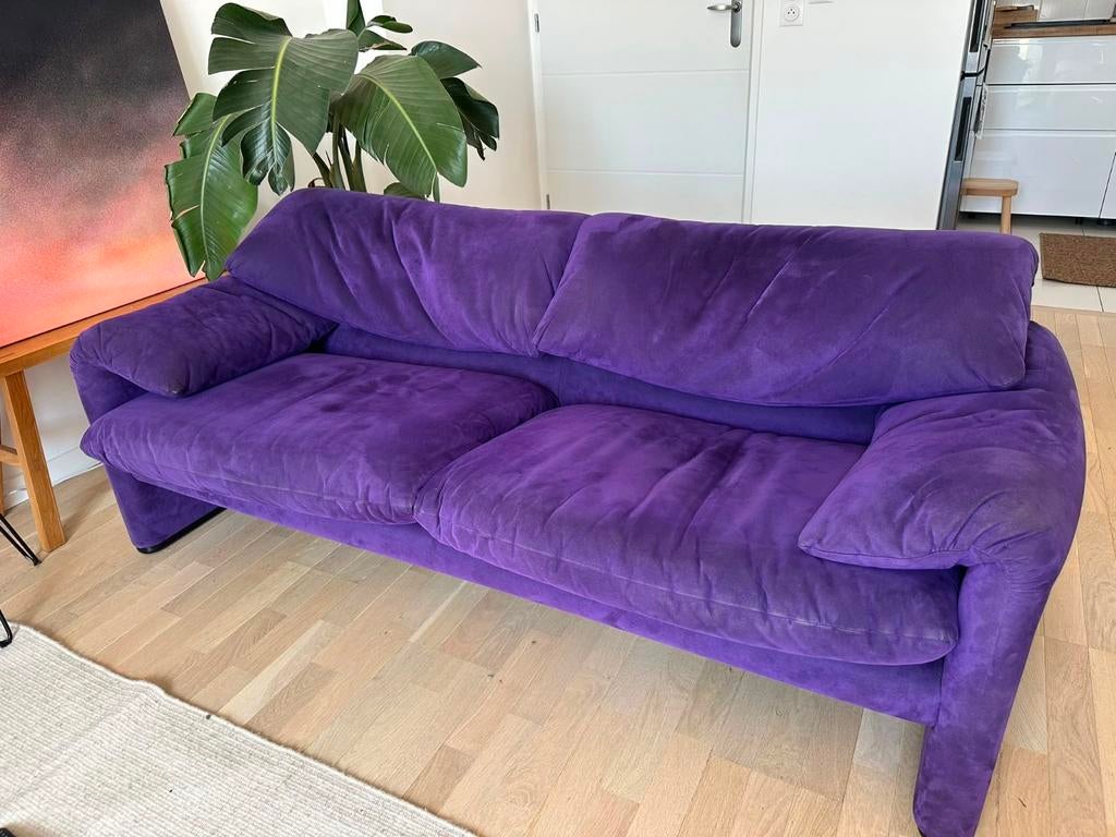 Cassina maralunga paars alcantara, Huis en Inrichting, Zetels | Zetels, Kunststof, 150 tot 200 cm, Tweepersoons, 75 tot 100 cm
