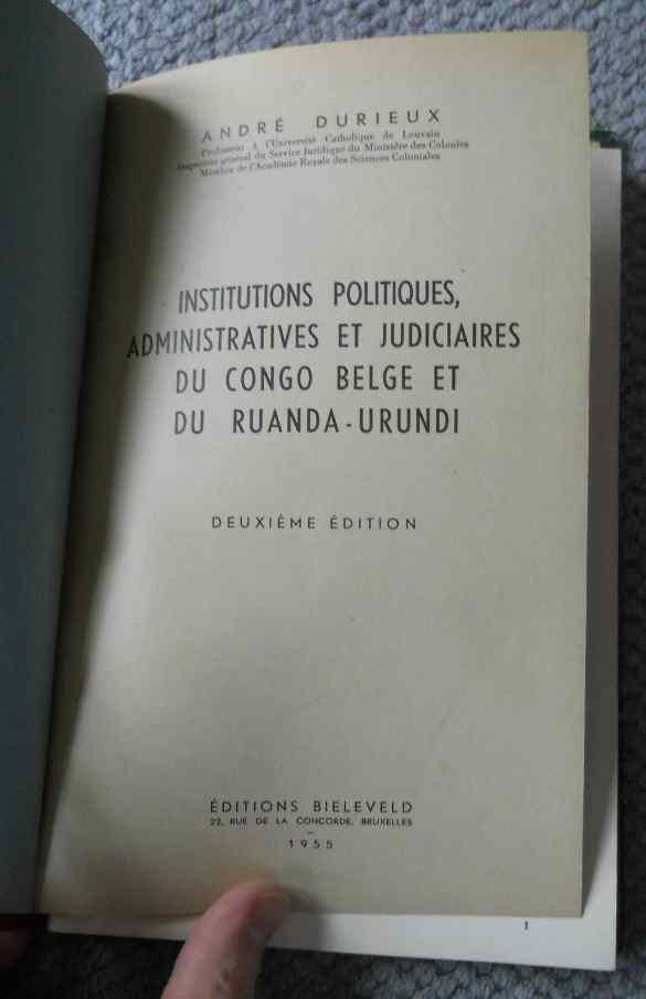 Institutions Congo belge et Ruanda - Urundi (André Durieux), Enlèvement ou Envoi, Utilisé, Afrique