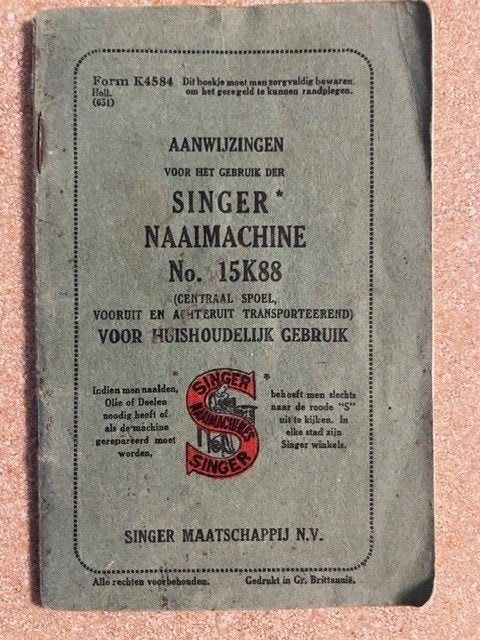 Man. d'utilisation machines à coudre SINGER originales 15K88, Hobby & Loisirs créatifs, Enlèvement ou Envoi, Utilisé, Machine à coudre