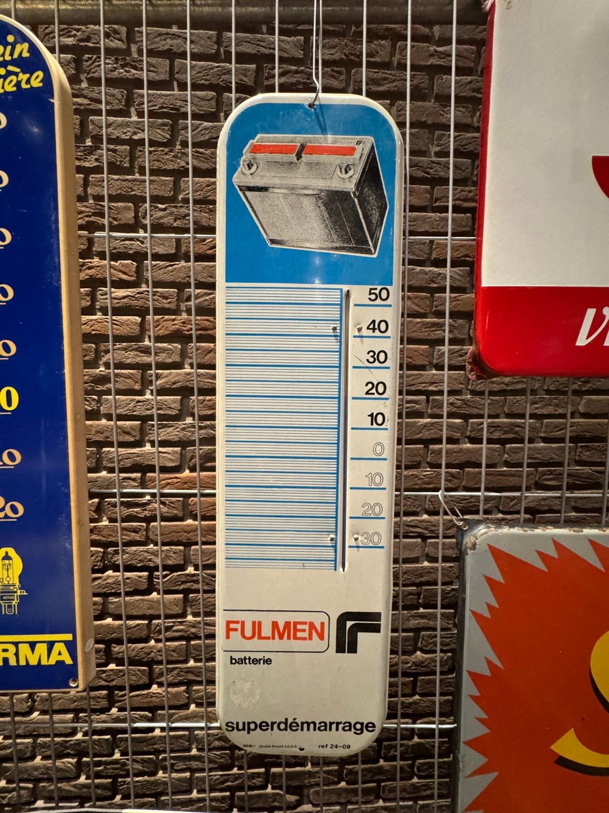FULMEN Accu oude reclame thermometer, Reclamebord, Gebruikt, ., Ophalen of Verzenden