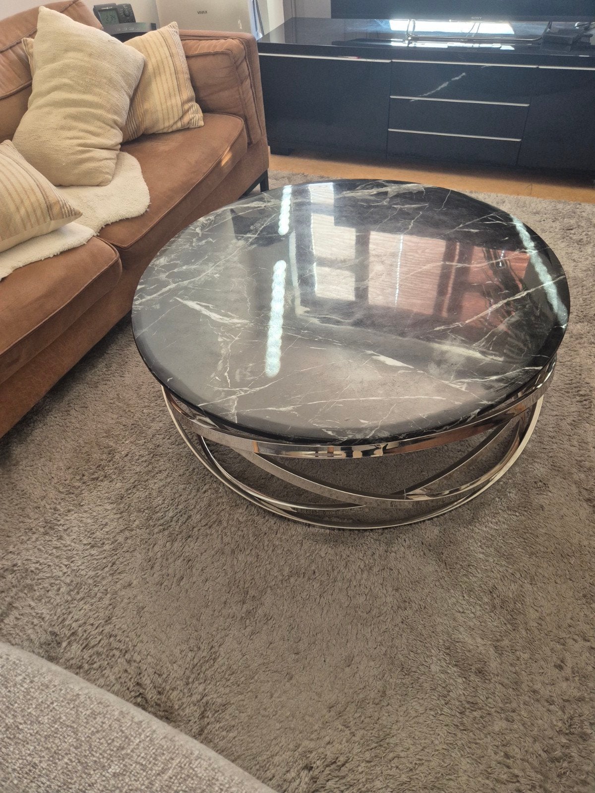 table en marbre+tv-meubel URGENT, Huis en Inrichting, Ophalen, Metaal