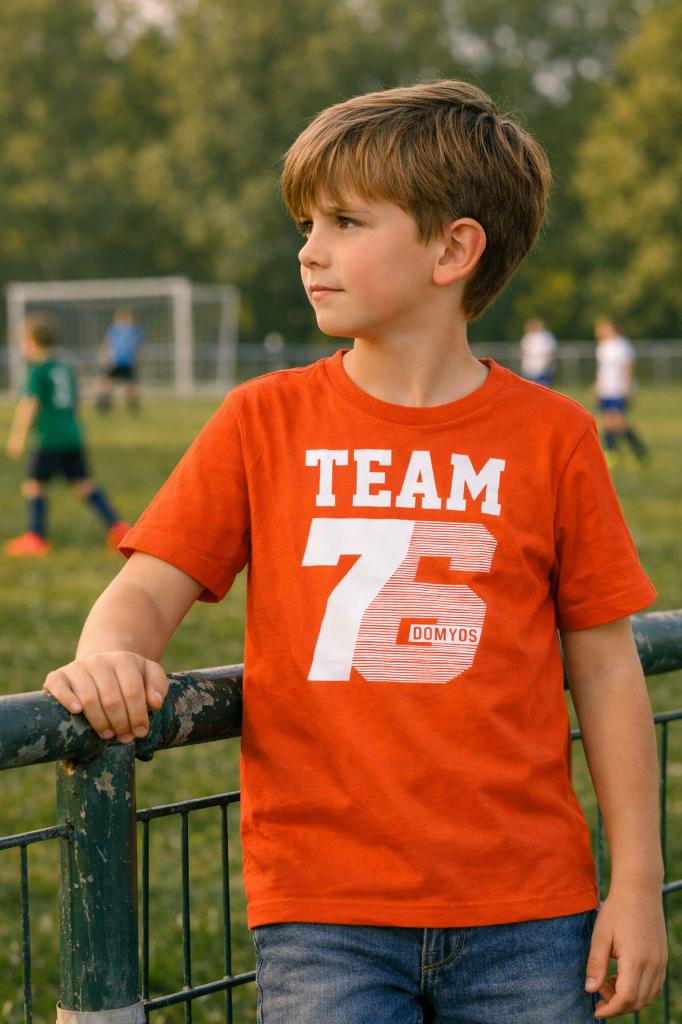 X82.T-shirt sport garçon Domyos – taille 128 “Team 76”, Ophalen of Verzenden, Gebruikt, Jongen, Overhemd of Blouse