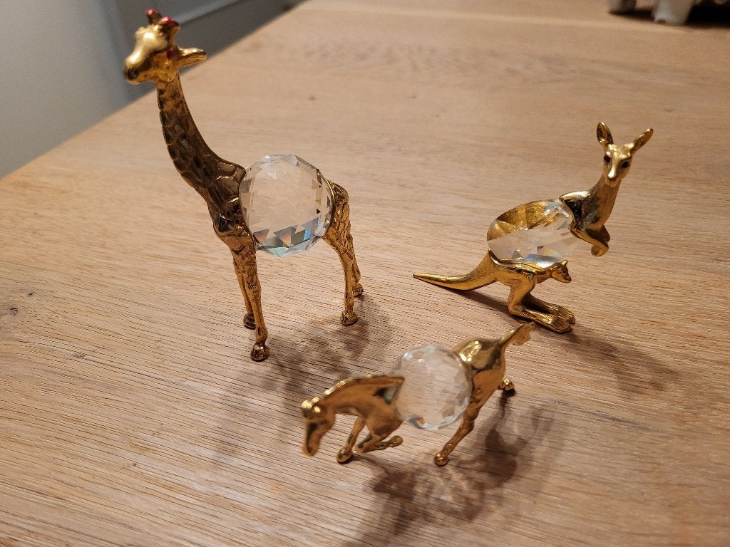 3 kristallen beeldjes verguld, Antiek en Kunst, Ophalen of Verzenden