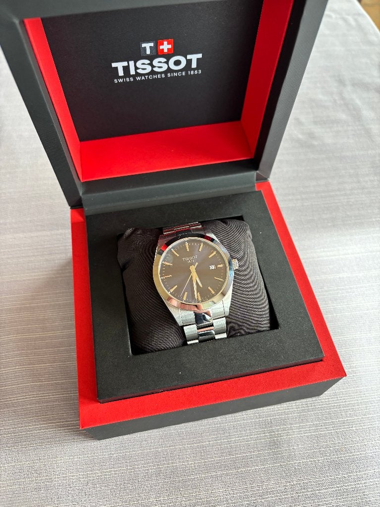 Tissot Gentleman 40mm - Bleu Sunburst (Réf. T127410), Autres marques, Enlèvement ou Envoi, Acier, Acier