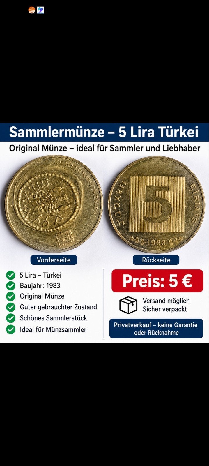 munt turkei, Ophalen of Verzenden