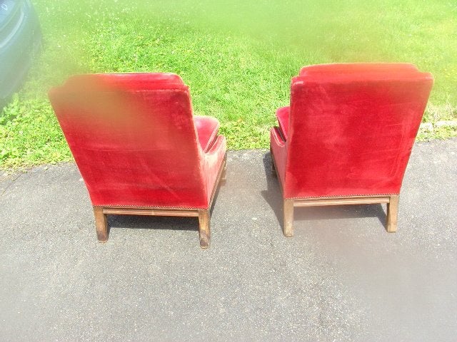 2 petits fauteuils anciens bordeau Adam D, Maison & Meubles, Enlèvement, Utilisé, Bois
