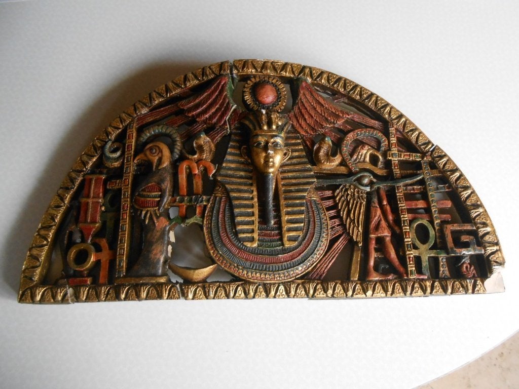 Egyptisch fragment - stenen muurplaat, Ophalen of Verzenden, Wanddecoratie, 20 - 50 cm, Composieten