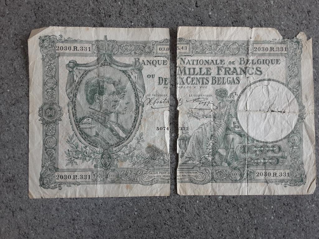 België 1000 bfr 200 belga (ref 036), Postzegels en Munten, Bankbiljetten | België, Ophalen of Verzenden, Los biljet