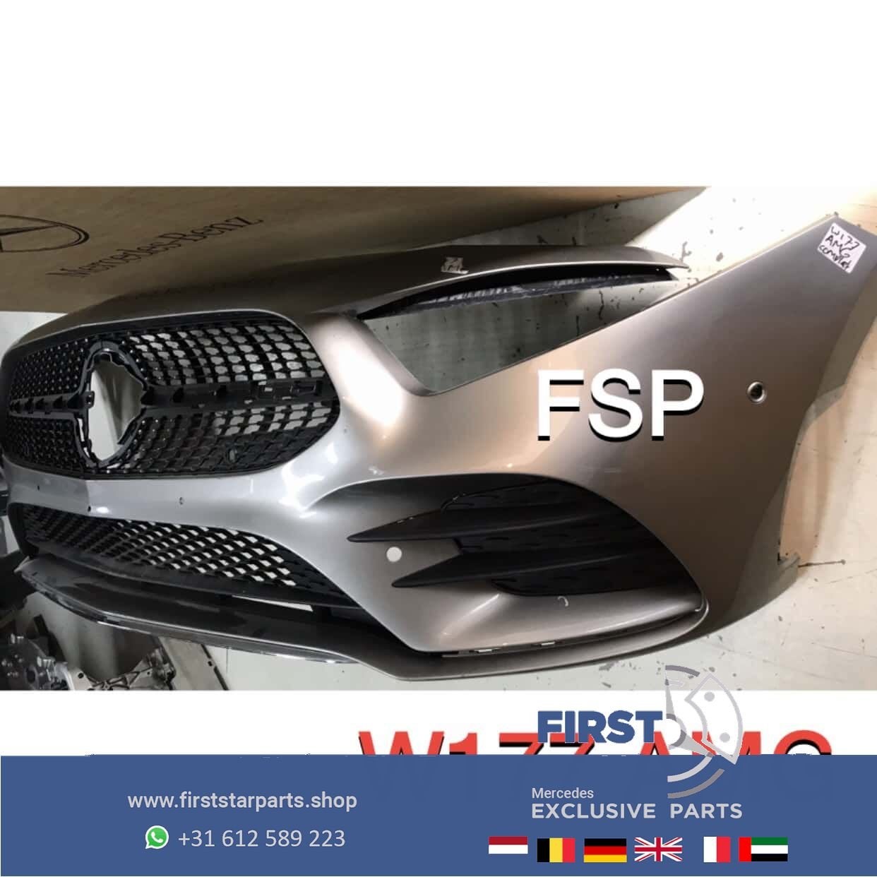 W177 AMG VOORBUMPER Mercedes A Klasse GRIJS 2018-2022 ORIGIN, Gebruikt, -, Voor, Ophalen of Verzenden