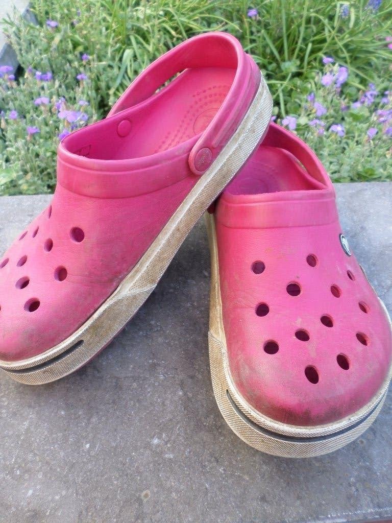 Crocs roses fuchsia beiges filles femmes M6 W8 38-39, Enlèvement ou Envoi, Rose, Crocs, Porté