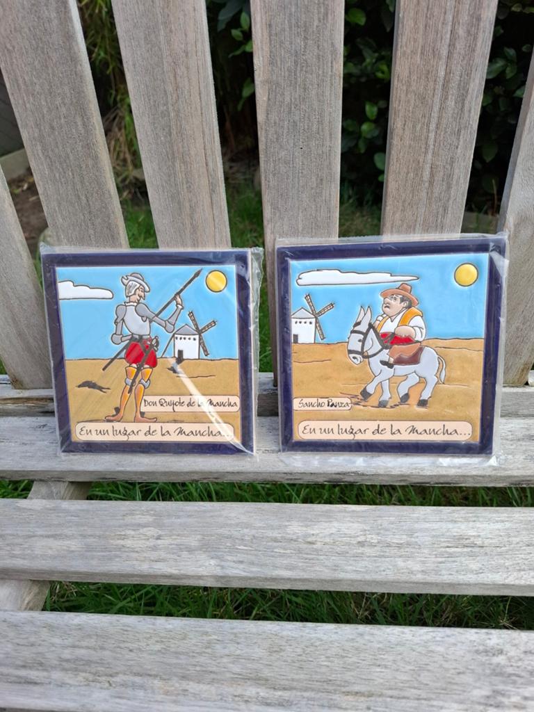 Muurtegeltjes Don Quichot en Pancho, Huis en Inrichting, Ophalen, Meerkleurig, Nieuw, Steen/keramiek