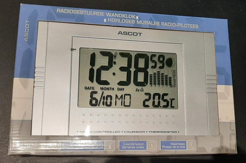 Radiogestuurde wandklok - kalender - thermometer, Huis en Inrichting, Woonaccessoires | Klokken, Ophalen, Nieuw, Wandklok