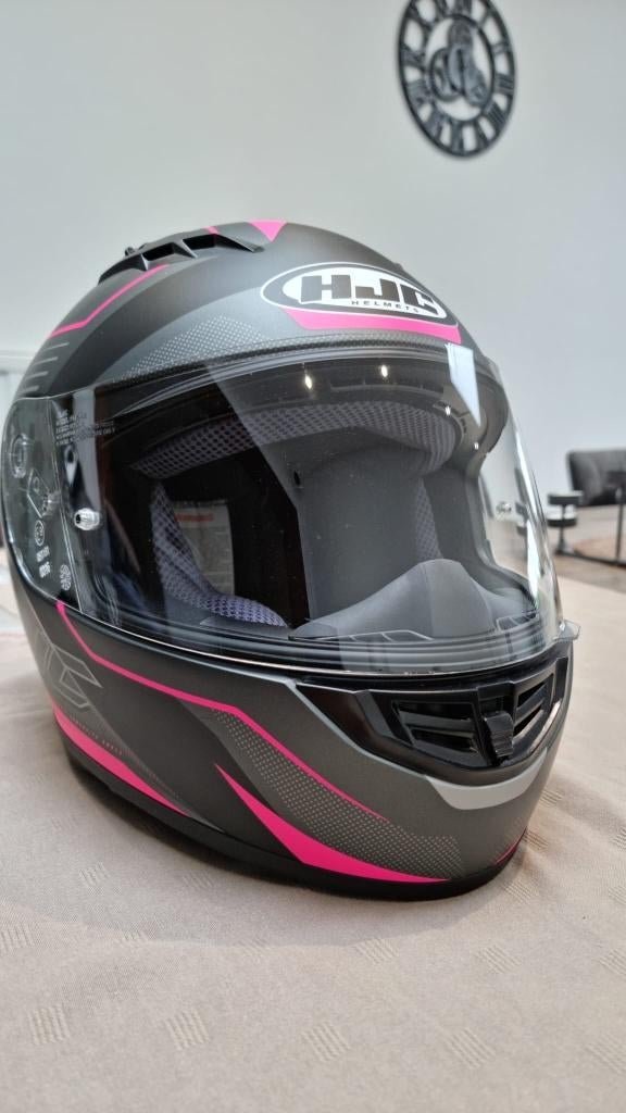 Casque moto femme Hjc noir et fushia mat, M, HJC, Femmes, Casque intégral