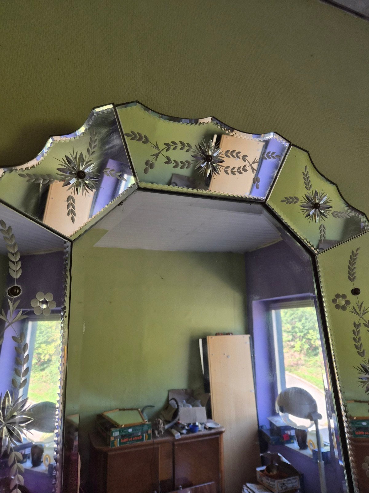 miroir venitien avec pakotes verre, Maison & Meubles, Enlèvement