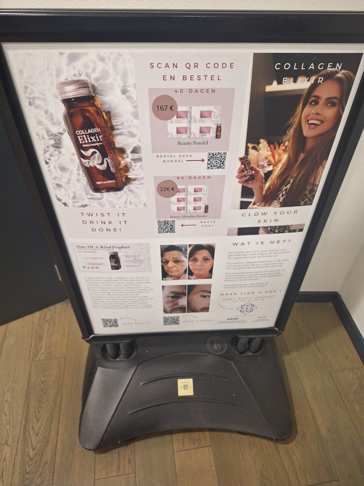 Dubbelzijdig  stoepbord / reclamebord met watertank, Verzamelen, Posters, Ophalen