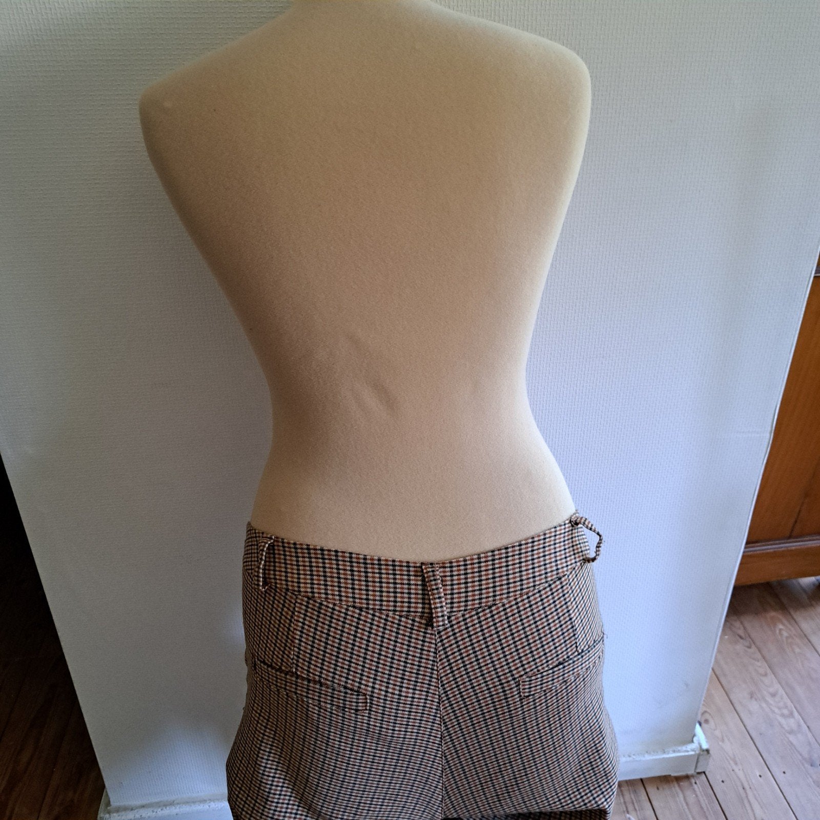 Bruine Elastische ruiten broek., Kleding | Dames, Ophalen