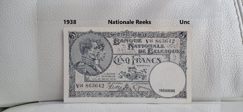 5 francs Série nationale 1938 - Unc, Timbres & Monnaies, Envoi, Billets en vrac