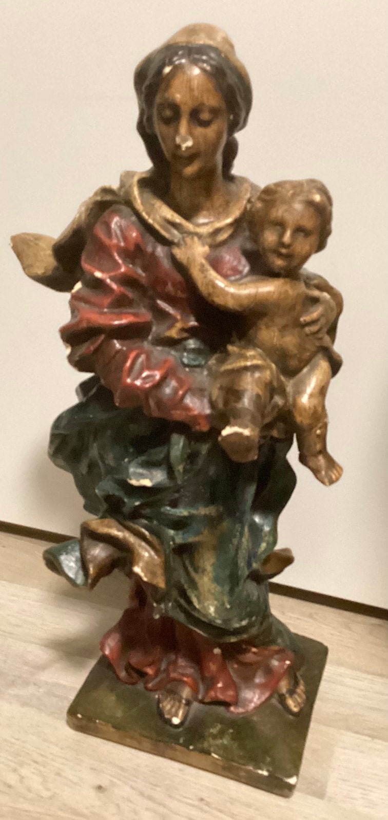 MARIA MET HAAR ZOON,ANTIEK PRACHTIG BEELD,LENGTE 51 cm MOOI!, Ophalen of Verzenden
