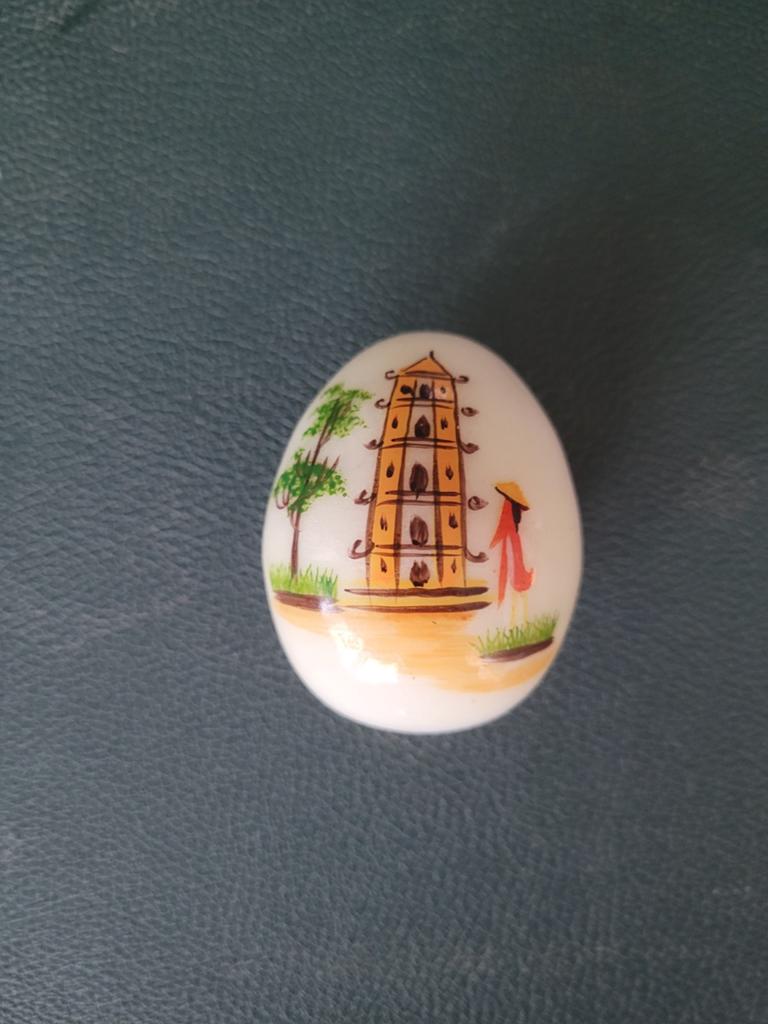 Beschilderd albasten ei, Antiek en Kunst, Curiosa en Brocante, Ophalen