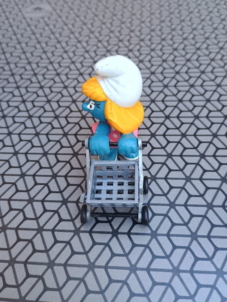 Superschtroumpfette  avec chariot de supermarché 4.0227, Enlèvement ou Envoi, Utilisé, Schtroumpfette, Poupée, Figurine ou Peluche