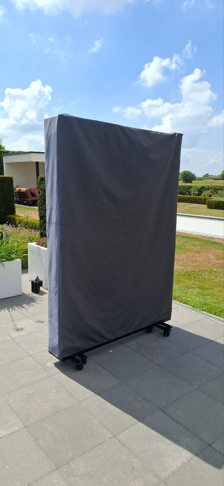 4-voudig windscherm , zwart , aangekocht bij  firma Paracons, Tuin en Terras, Tuinschermen, Ophalen, Zo goed als nieuw