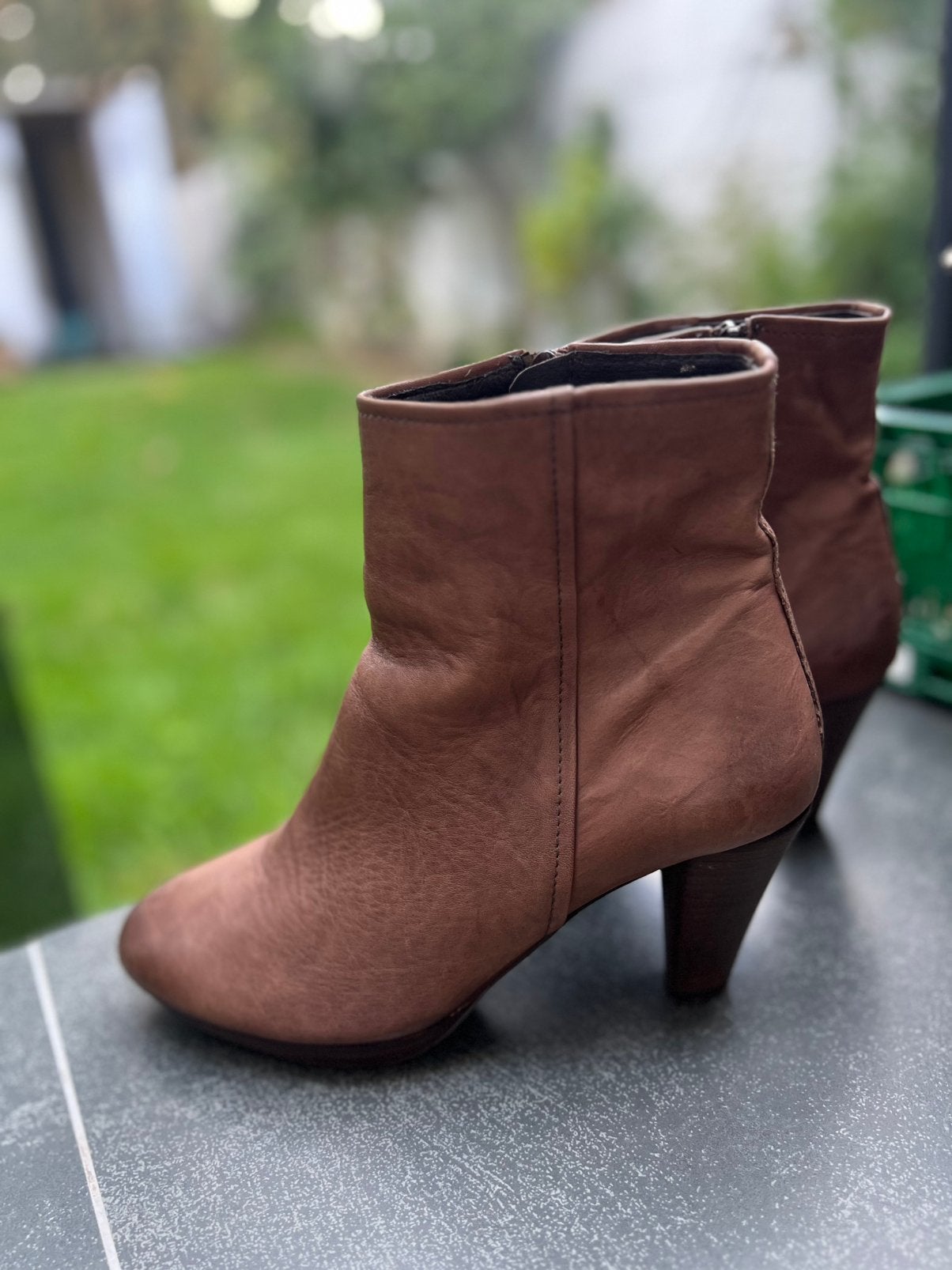Lederen enkellaarzen, Enlèvement ou Envoi, Comme neuf, Brun, Boots et Botinnes