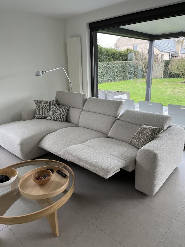 Zithoek met longchair en twee elektrische relaxen, Ophalen, Nieuw, Stof, Modern