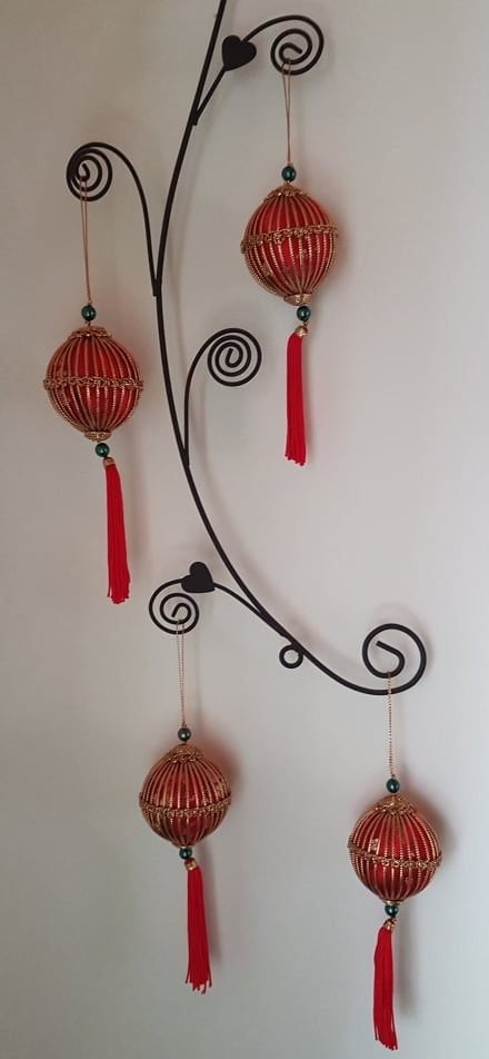 Lot 4 boules chinoises décoration, Enlèvement ou Envoi, Comme neuf, Doré