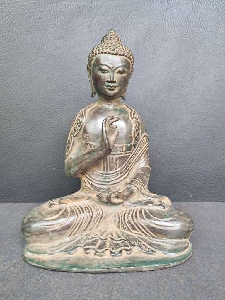 Bronzen Boeddhabeeld/Abhaya Mudra/Azië/25 cm, Huis en Inrichting, Woonaccessoires | Boeddhabeelden, 25 cm, Balibrons, Nieuw, Ophalen of Verzenden