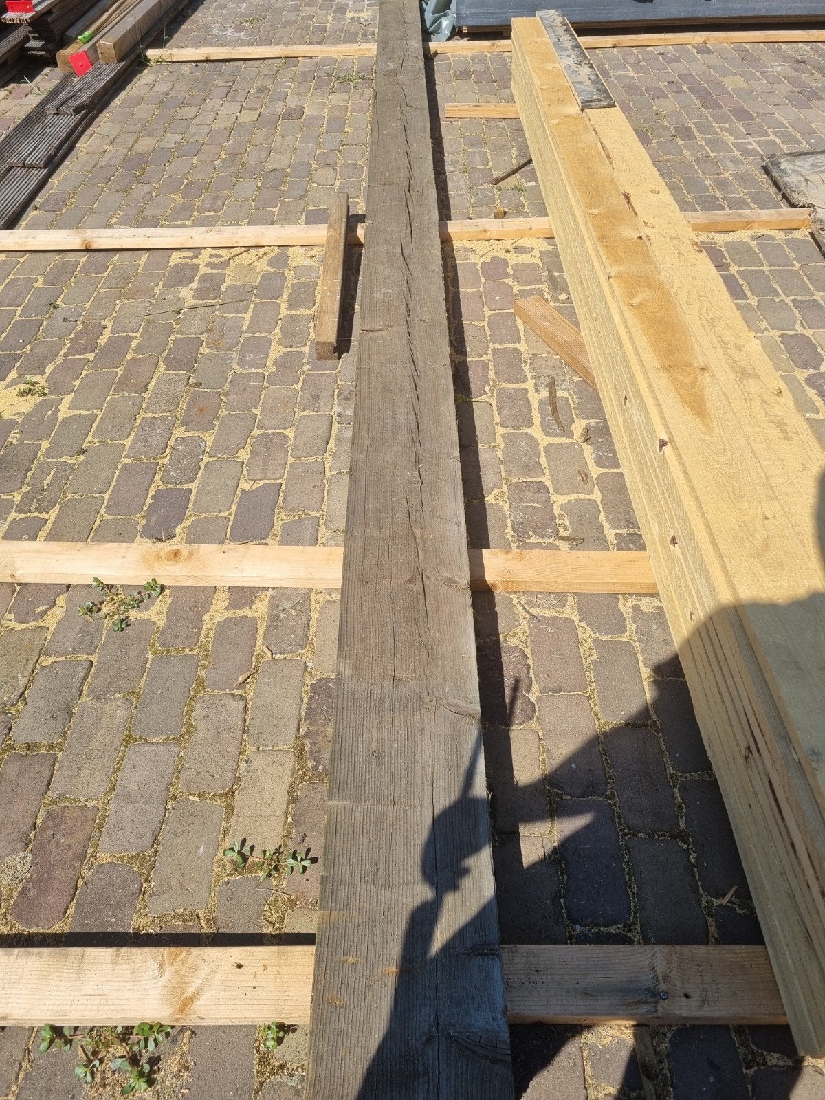Houten balken gordingen juffers 5,7m en 6,5m, Enlèvement, Utilisé, 250 cm ou plus, Poutres