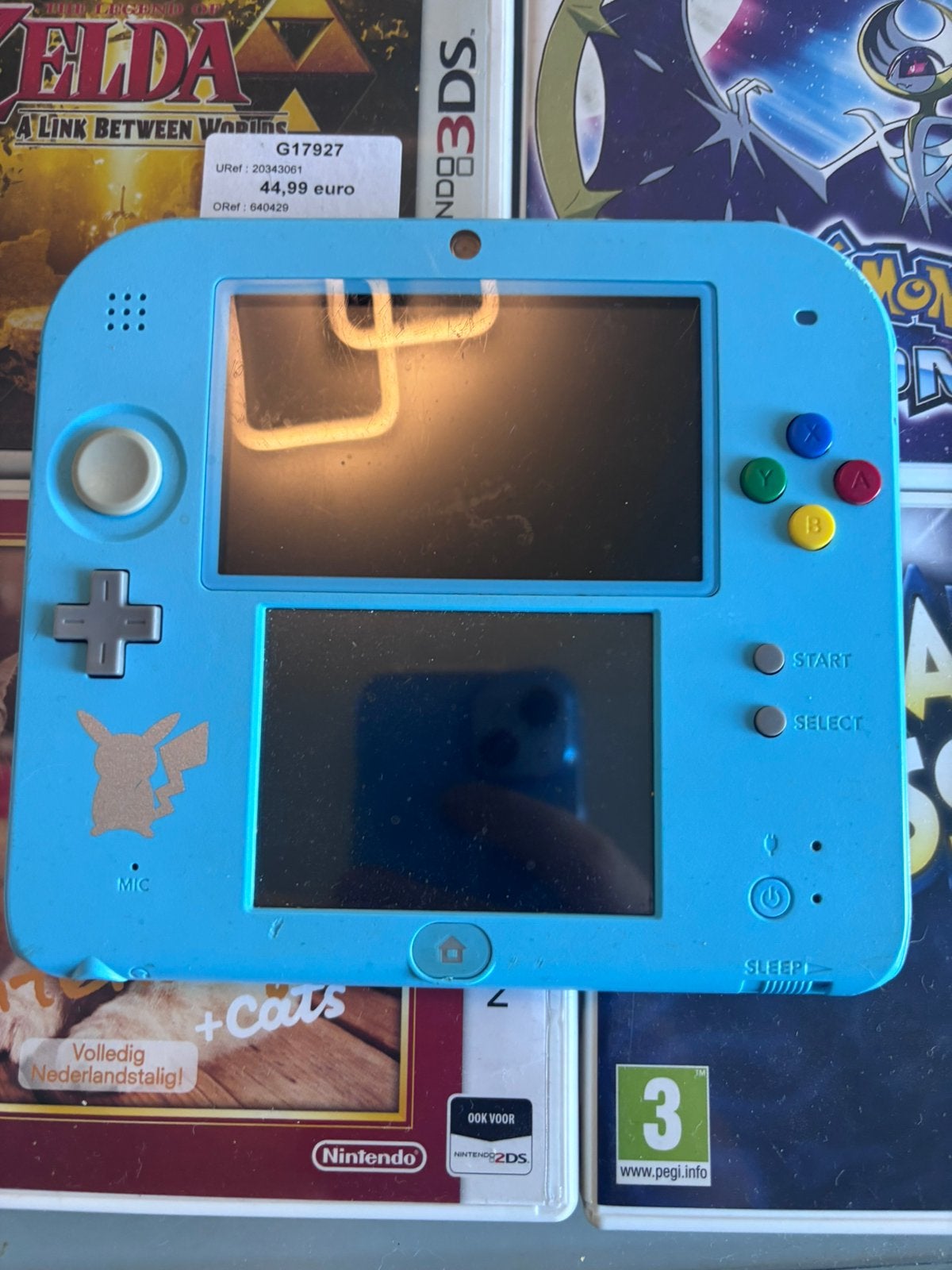Nintendo 2DS Pokémon Sun & Moon Special Edition met hoesje, Games en Spelcomputers, Gebruikt, Blauw, 2DS, Ophalen of Verzenden