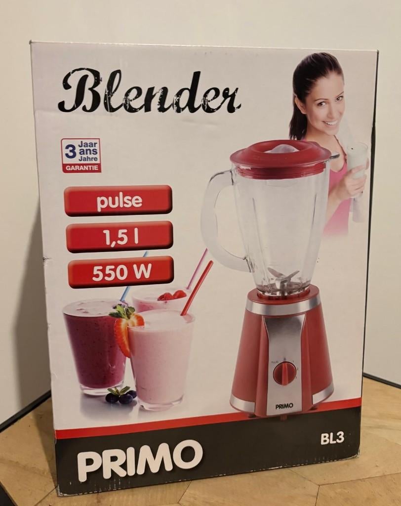PRIMO blender 1,5L – 3 snelheden (nieuw ongebruikt in doos), Electroménager, 1 à 2 litres, Enlèvement, Neuf, 3 vitesses ou plus
