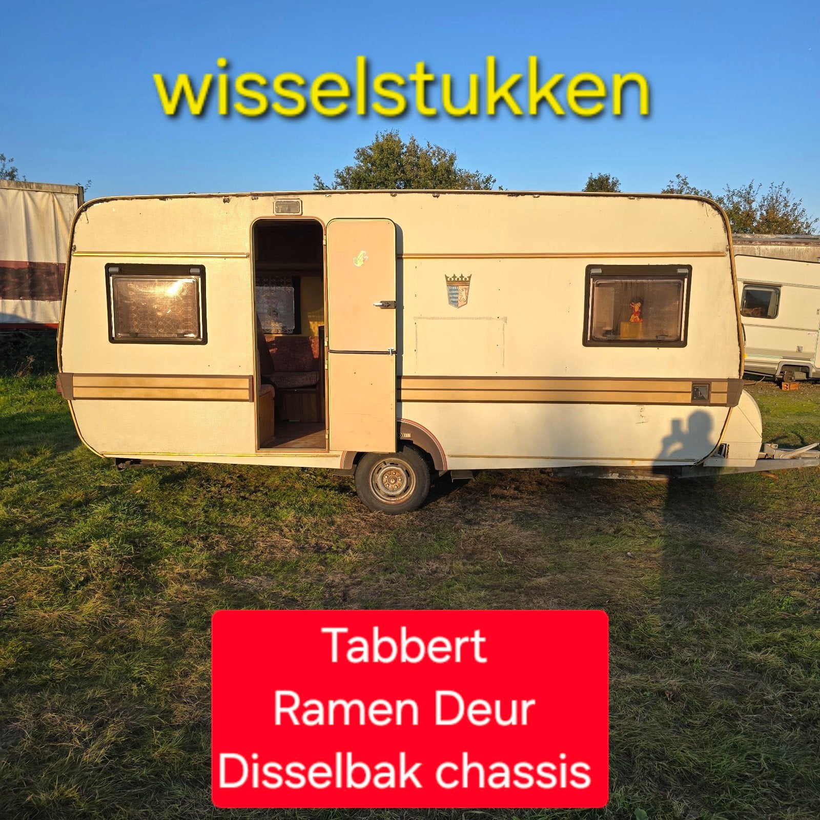 Caravan Tabbert wisselstukken ramen deur disselbak chassis, Ophalen