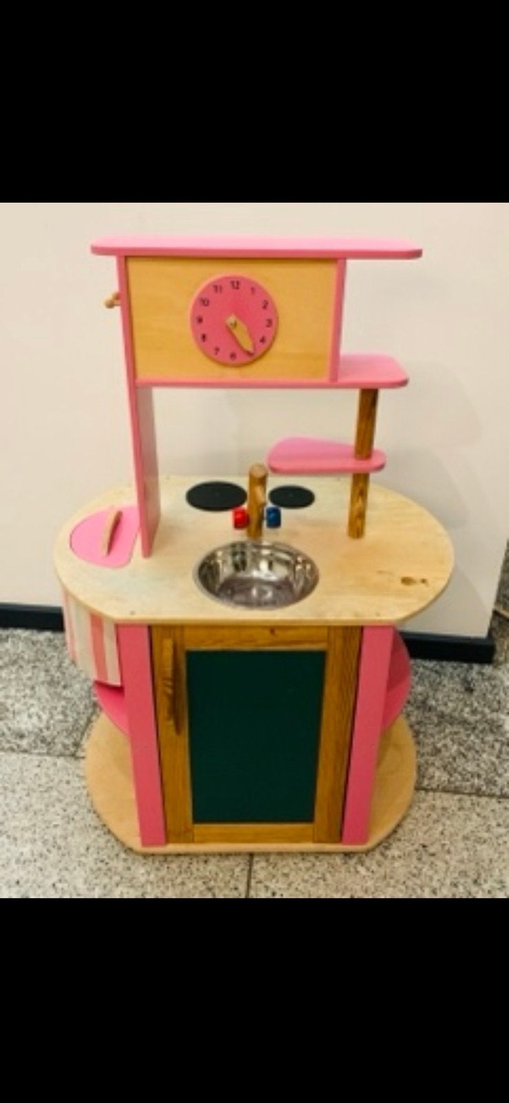 Cuisine jouet en bois / double face – rose et bois naturel, Enlèvement, Utilisé, Bois
