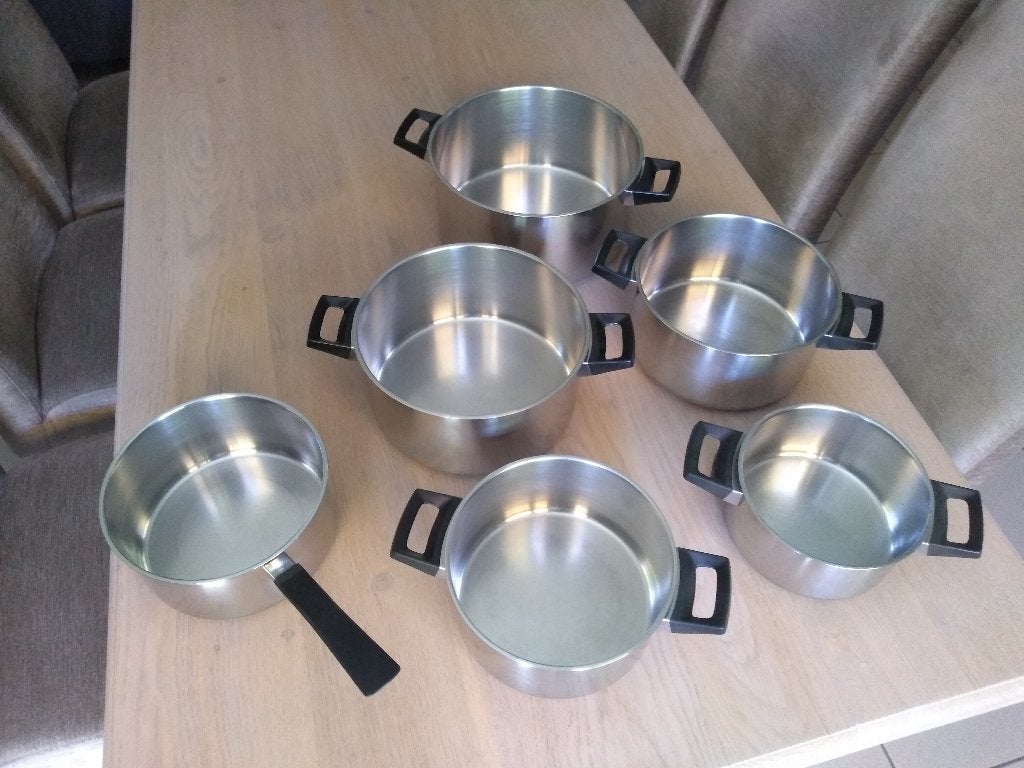 6 delige kookpottenset (niet voor inductie) SILVINOX, Huis en Inrichting, Ophalen, Inox, Demeyere, Gebruikt