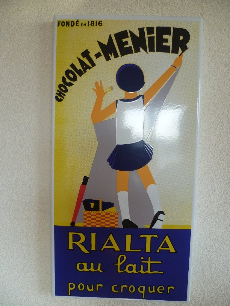 PANNEAU D'AFFICHAGE ÉMAILLÉ«CHOCOLAT MENIER »REPRO ANNÉES 90, Enlèvement ou Envoi, Comme neuf, Panneau publicitaire